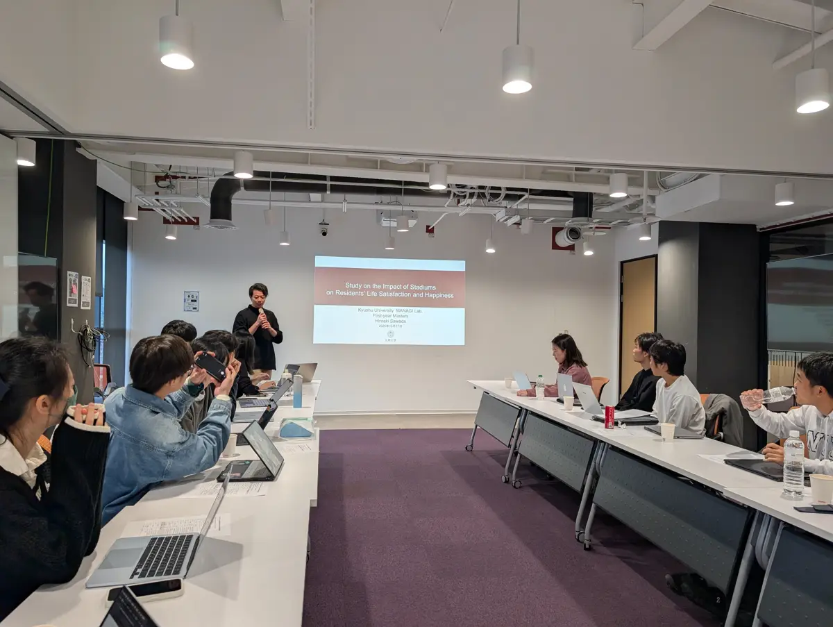 Hiroaki Sawada (Kyushu University) shares his work on the impact of stadiums on residents' well-being